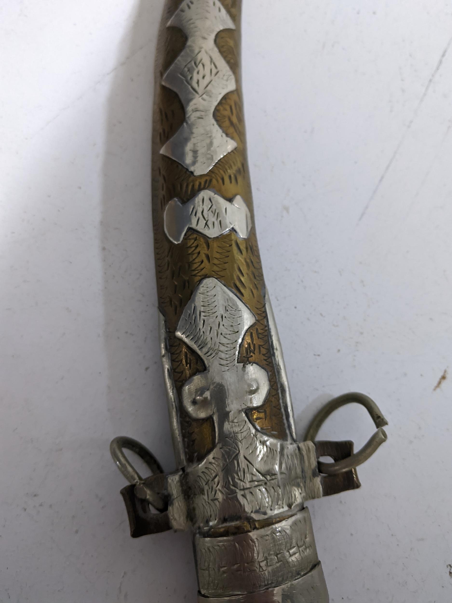 An Italian early 20th century bayonet, engraved C Gnutti, a Middle Eastern curved dagger with silver - Image 5 of 5