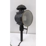 A late 19th/early 20th century black painted tin carriage lamp Location: ROS