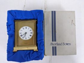 A Shortland Bowen mechanical brass carriage clock, with key Location: If there is no condition