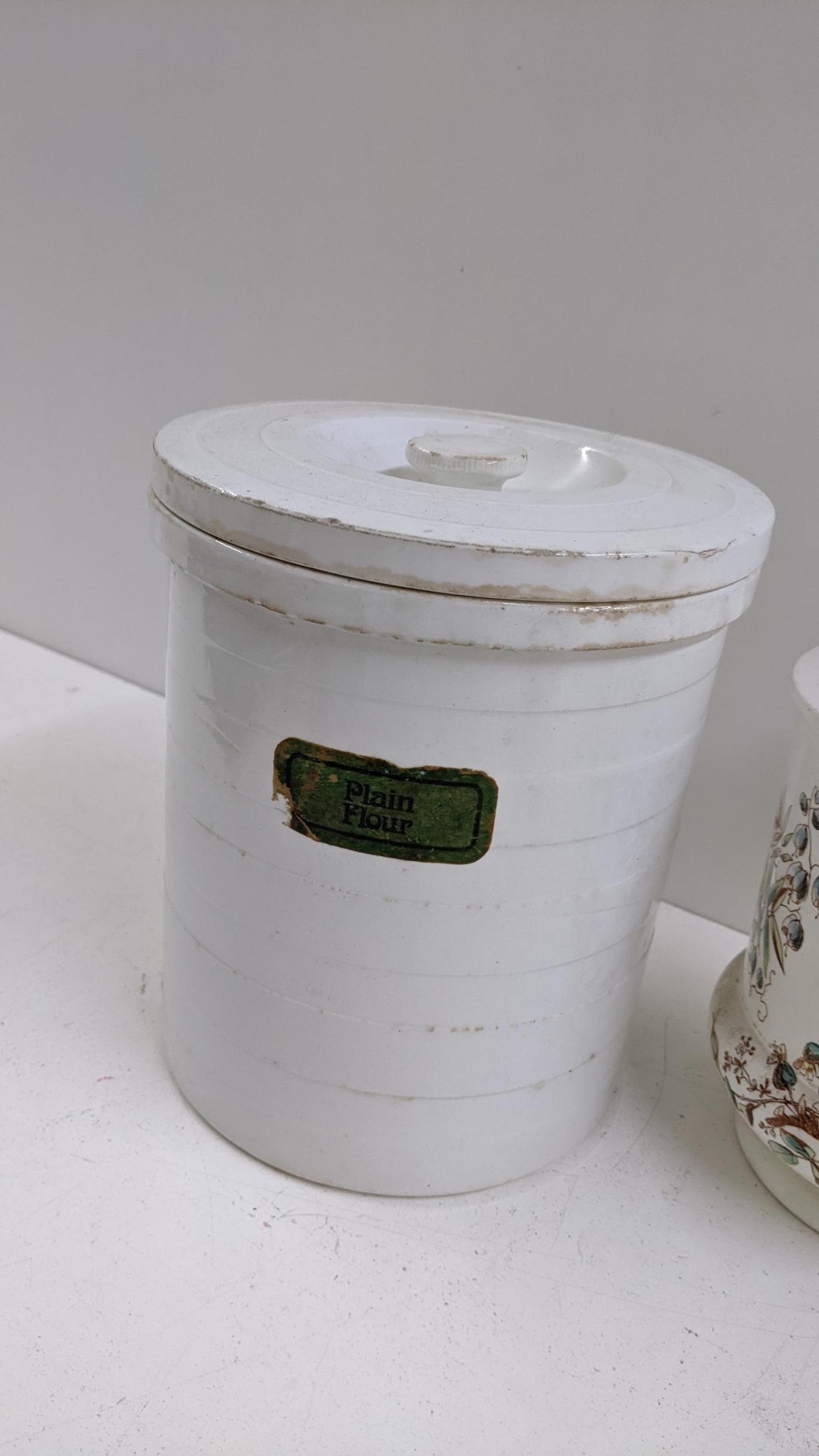 A group of late 19th century German kitchen jars, together with a flour jar circa 1900 Location: 2:2 - Image 5 of 7