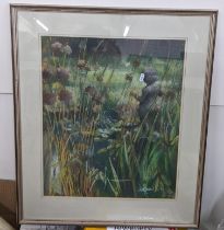 J V Grieve - a pastel entitled, 'Water Baby Summer', 53cm x 44cm, framed purchased for £275 in