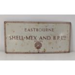 A late 20th century Eastbourne Shell-Mex and BP ltd enamel advertising sign 46cmH x 46cm W Location: