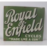 A Late 20th century Royal Enfield enamel advertising sign 60cmW x 51cm H Location: If there is no