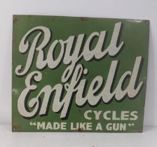 A Late 20th century Royal Enfield enamel advertising sign 60cmW x 51cm H Location: If there is no