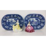 Two Royal Doulton figures and a pair of Rogers 19th century Eastern elephant meat places Location: