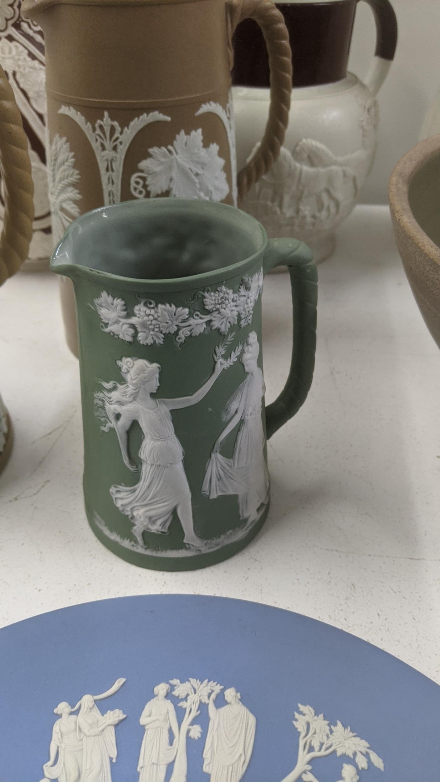 Mixed pottery items to include two Langley ware glazed jugs, a bowl and others together with - Image 7 of 9