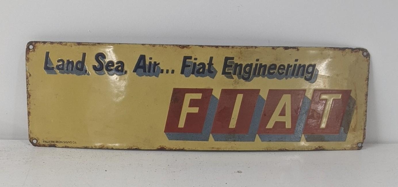A late 20th century Fiat enamel advertising sign 51cmWx15.5cmH Location: If there is no condition