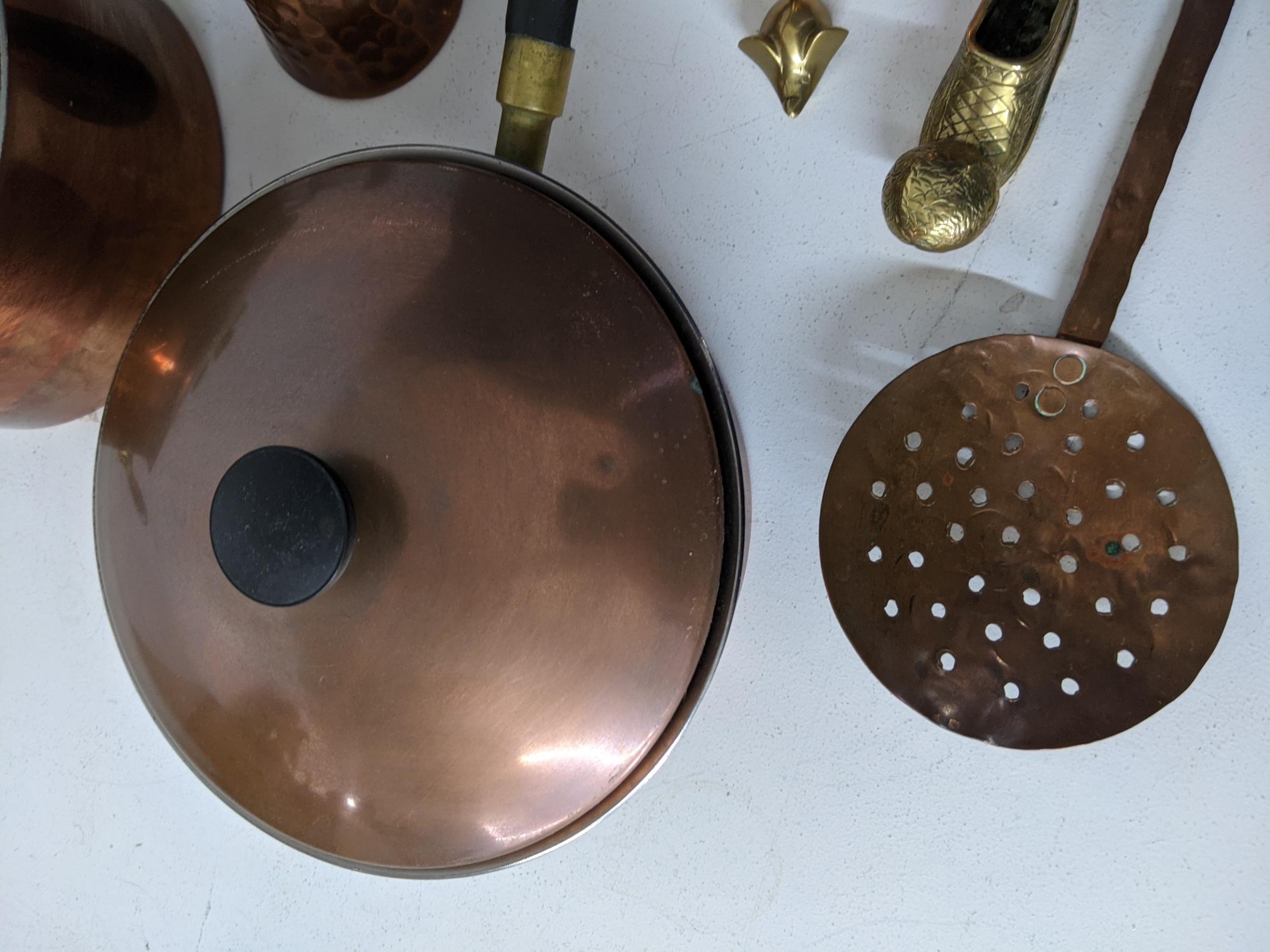 Metalware to include a copper plated pan set, candlesticks and other items Location: If there is - Image 2 of 6