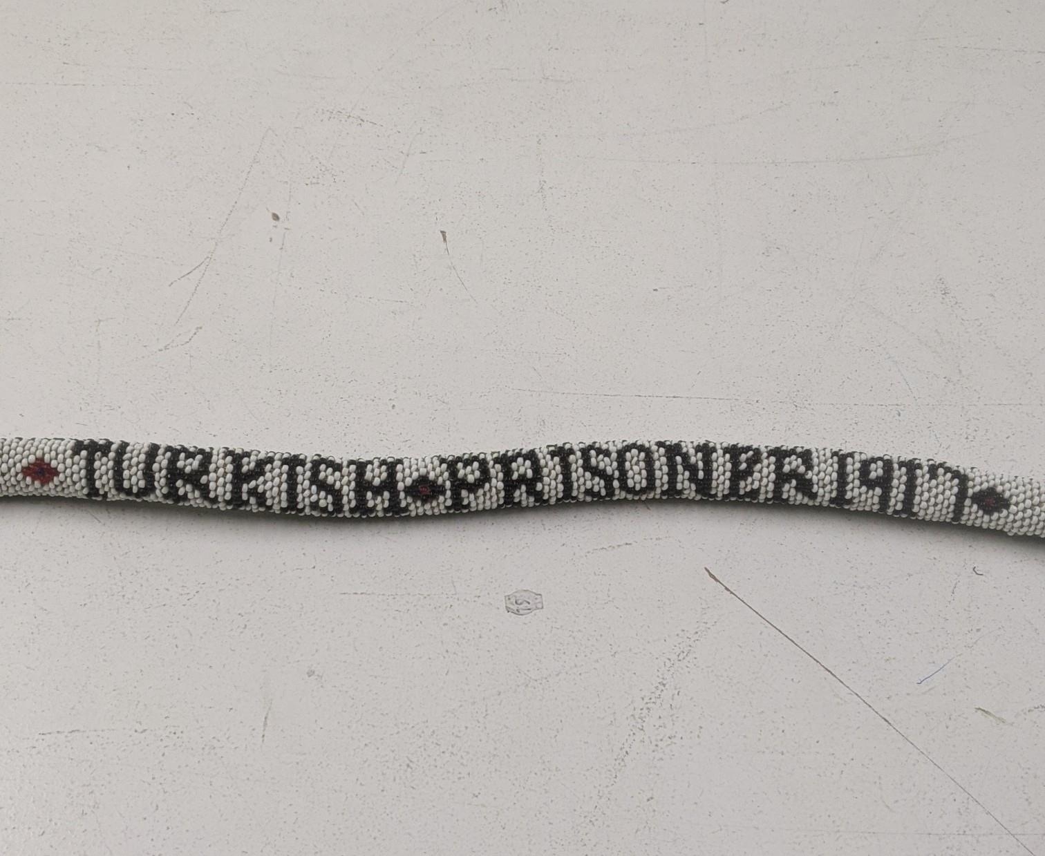 A WWI Turkish Prisoner of War POW, white and green beaded snake, 179cm l Location: If there is no - Image 5 of 6