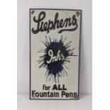 A late 20th century Stephens inks for all fountain pens enamel advertising sign 27cmW x48cmH