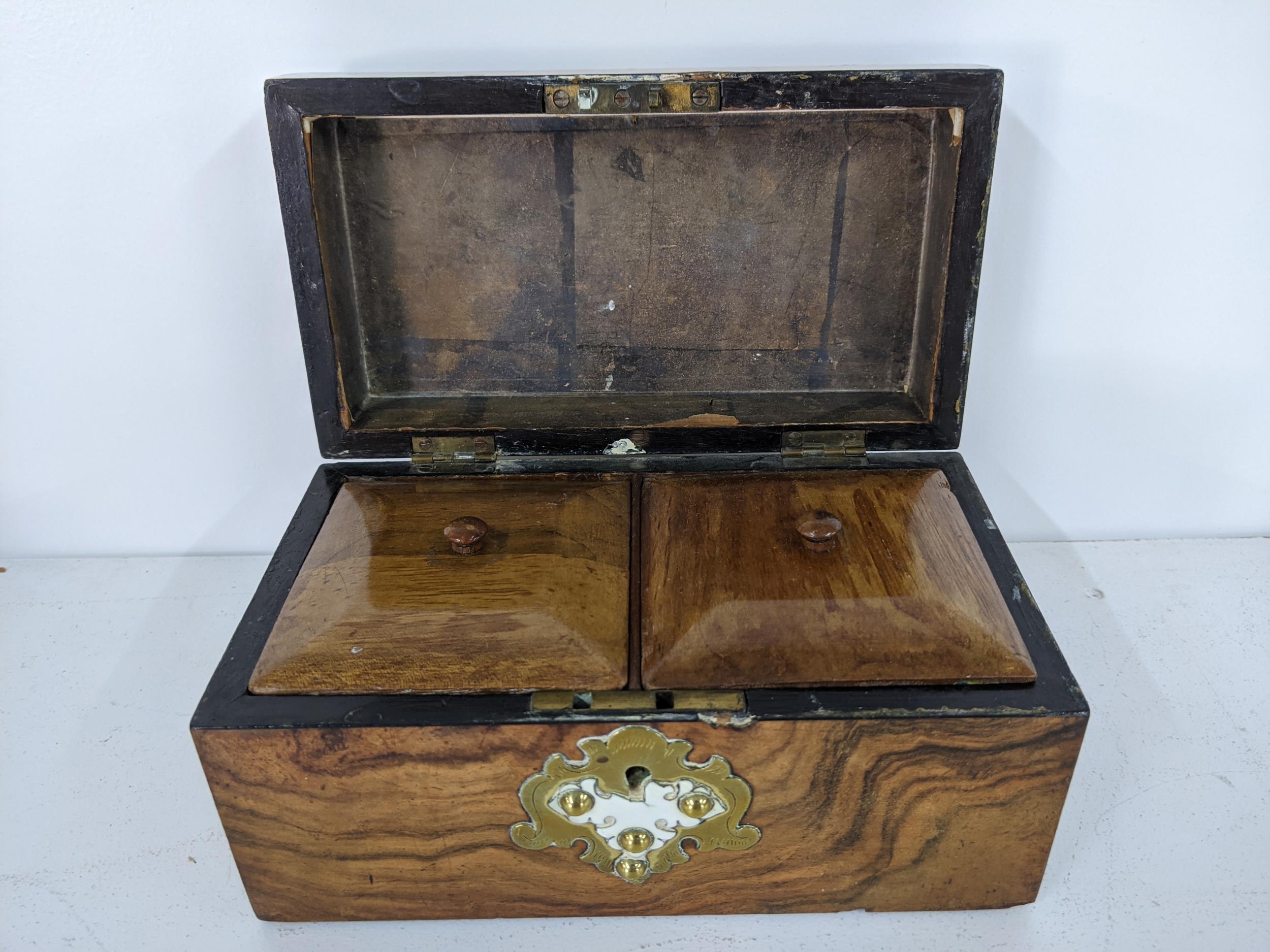 Five boxes to include a walnut tea caddy, a Russian painted box and others Location: If there is - Image 2 of 6