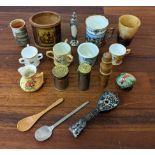 Mixed miniatures to include a horn shot glass, vintage coin dispensers, a Royal Worcester