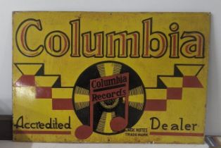 A late 20th century Columbia Records enamel advertising sign 76cmW x 51cmH Location: If there is