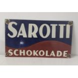 A late 20th century Sarotti Schokolade enamel advertising sign 48cmW x 27cm H Location: If there