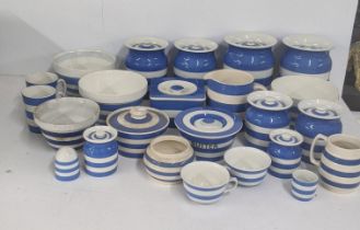 A mixed lot of Cornish wear to include a butter dish 9 various sized lidded jars, jugs and other