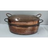 A Victorian copper oval large cooking pot, 25cm h x 53cm w Location: If there is no condition report