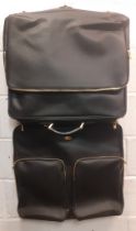 Brics-A large black textured leather folding suit carrier/weekend bag 18"high x 23"wide folded and