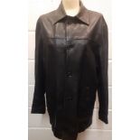 A Bailey black soft leather 1970's style jacket having 2 side pockets and a front 4 button