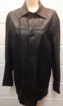 A Bailey black soft leather 1970's style jacket having 2 side pockets and a front 4 button