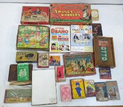 A mixed lot of vintage board games, puzzles, and playing cards to include 'Tell Me', 'Winkles