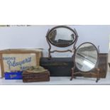 A mixed lot to include an Edwardian dressing table mirror together with a 19th century dome top