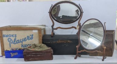 A mixed lot to include an Edwardian dressing table mirror together with a 19th century dome top