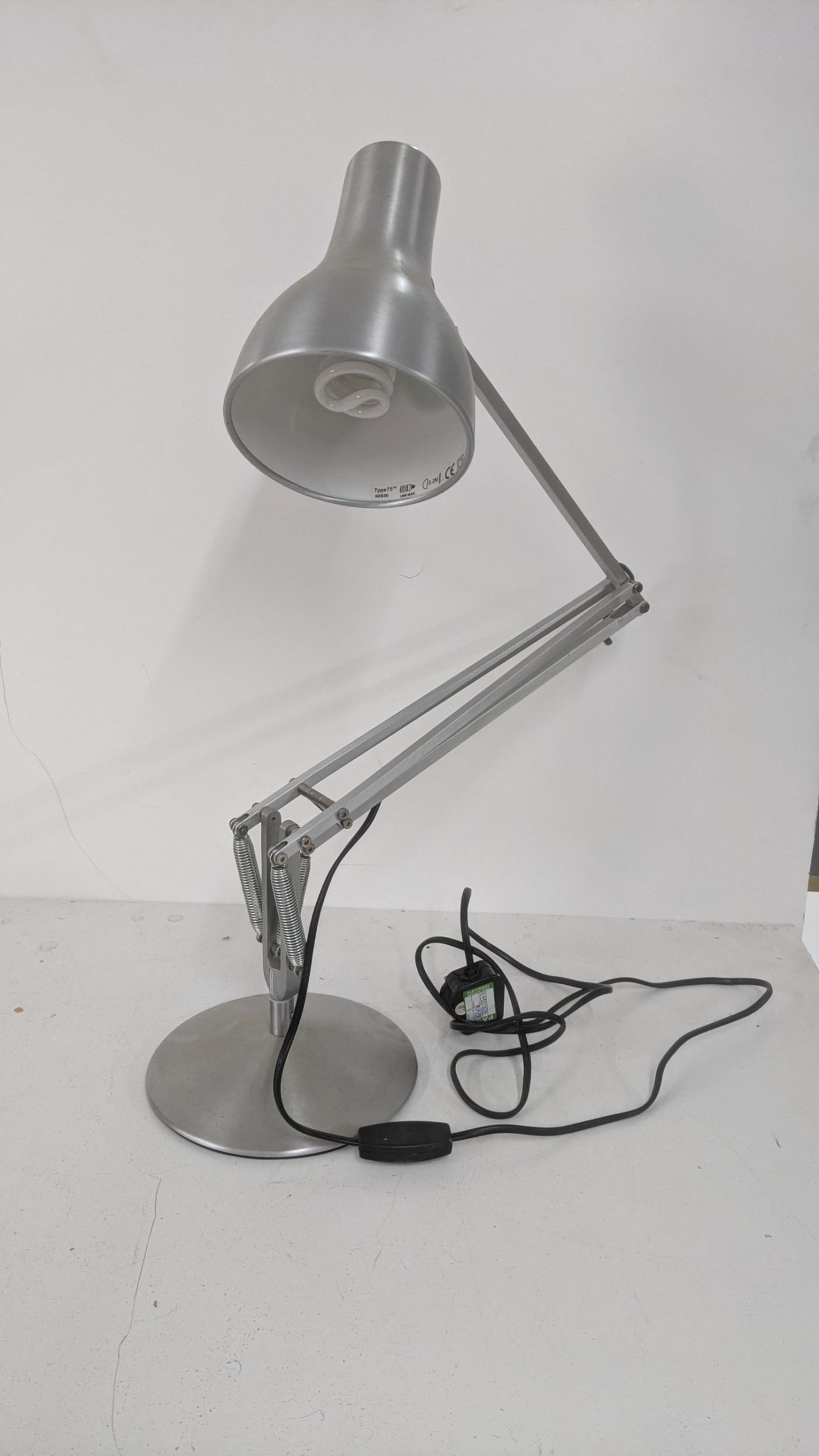 A modern silver coloured Anglepoise lamp Location: If there is no condition report shown, please