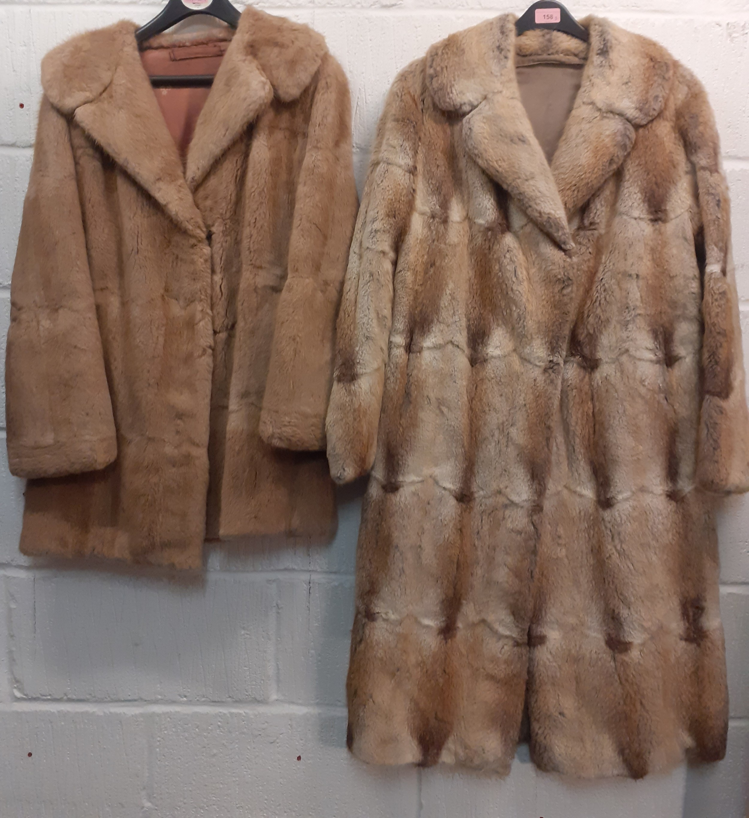 Two vintage blonde fur coats to include a muskrat coat, 40" chest x 43" long Location:Rail