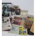 Mixed ephemera to include a collection of WWII magazines, boxing related ephemera together with