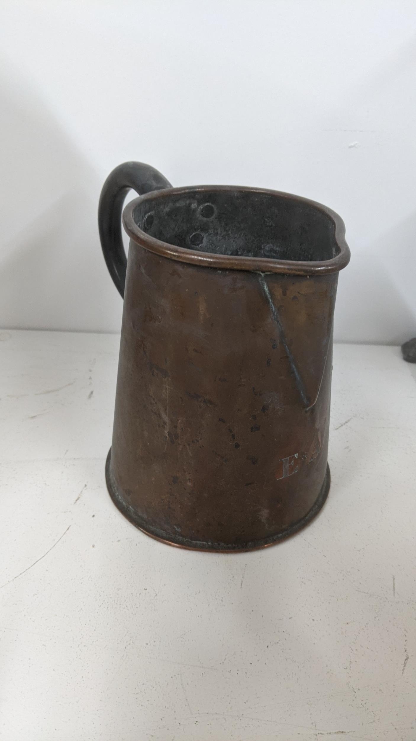 A mixed lot to include a 17th/18th century pewter tankard, a brass gong A/F, a pair of Japanese - Image 4 of 4