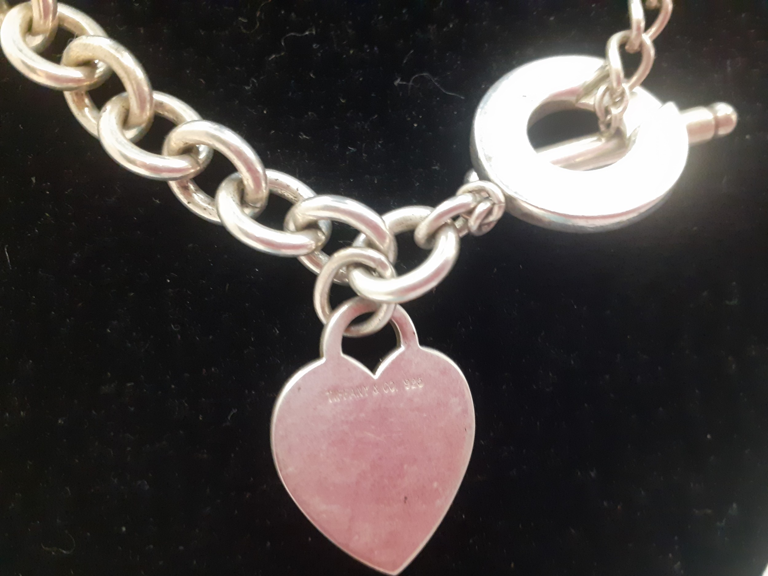 Tiffany & Co- A silver open chain necklace with heart tag inscribed with the initials ESD and - Image 3 of 3