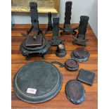 A collection of six plate stands and eight vase stands some decorated in an oriental style Location: