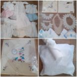 Mixed 1920's-1960's children's clothing, Victorian and later collars, 2 boxed Irish Sundew