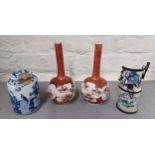 Mixed 19th century and later Chinese and Japanese ceramics to include a pair of Satsuma vases, a