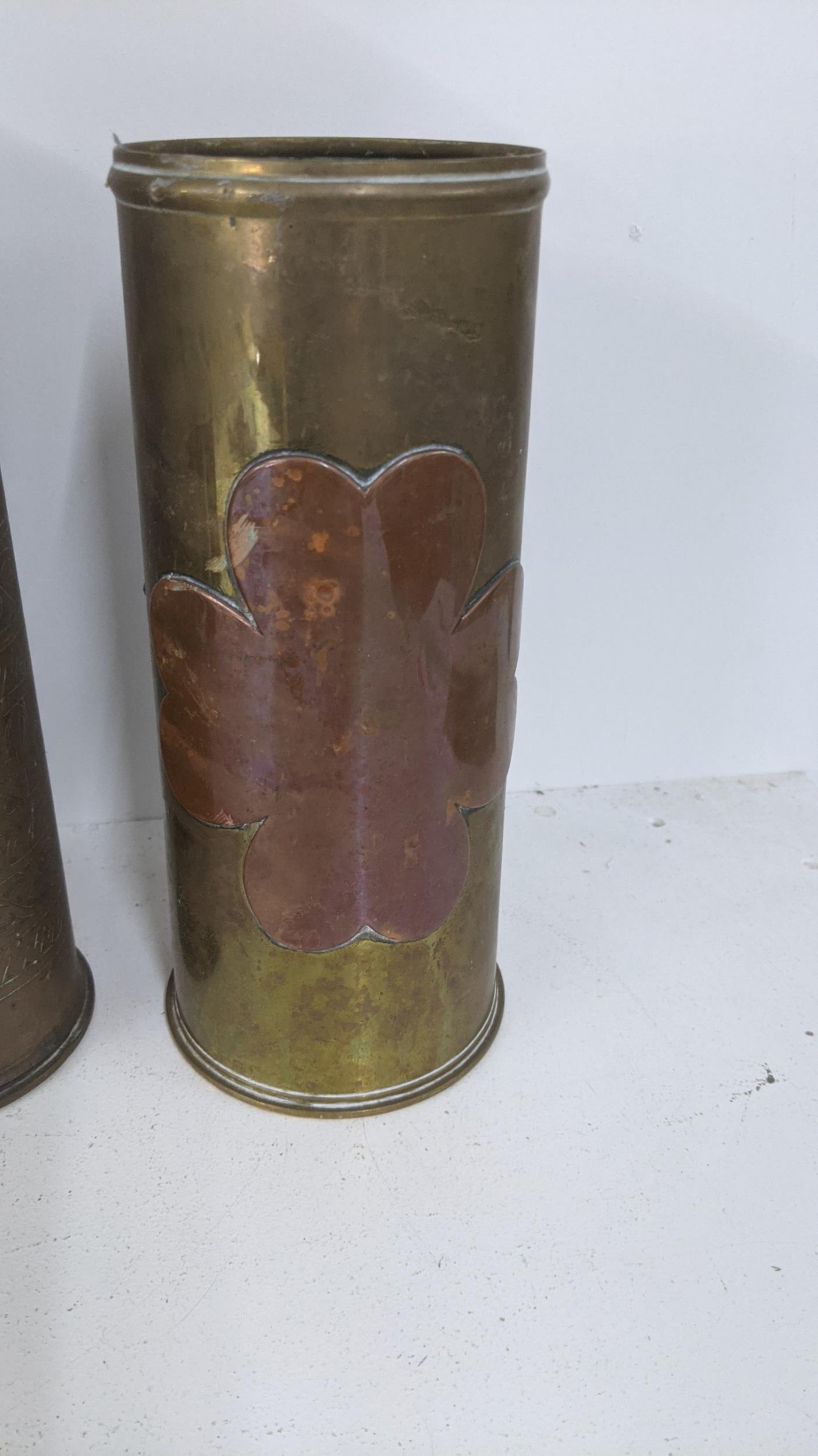 A group of military brass artillery shells, to include an early 20th century possibly Persian - Image 6 of 10