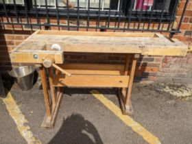 A 20th century Sjoberg workbench measuring 159cm wide x 47cm deep and 86cm high Location If there is