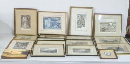 A collection of framed and glazed engravings and prints to include coloured engravings and others
