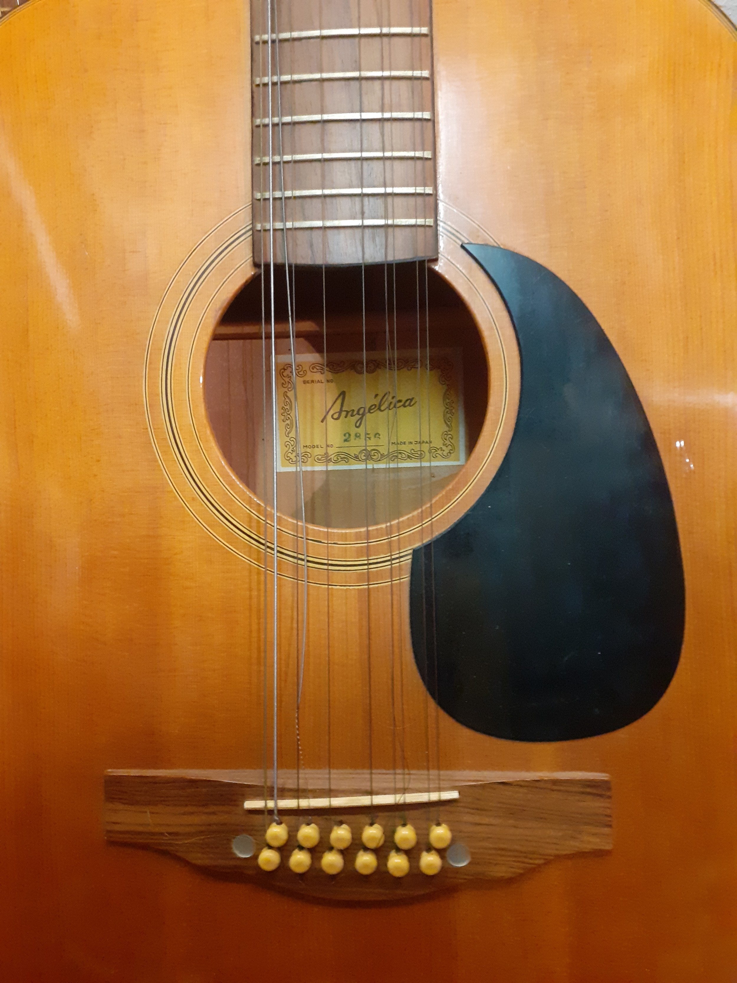 Two guitars comprising a vintage 12-string Angelica acoustic guitar, model 2856, made in Japan - Image 2 of 9