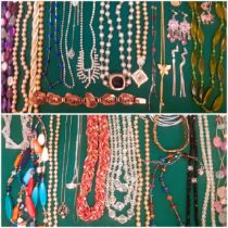 Late 20th Century to modern day costume jewellery to include bead necklaces, a 9ct gold fine chain