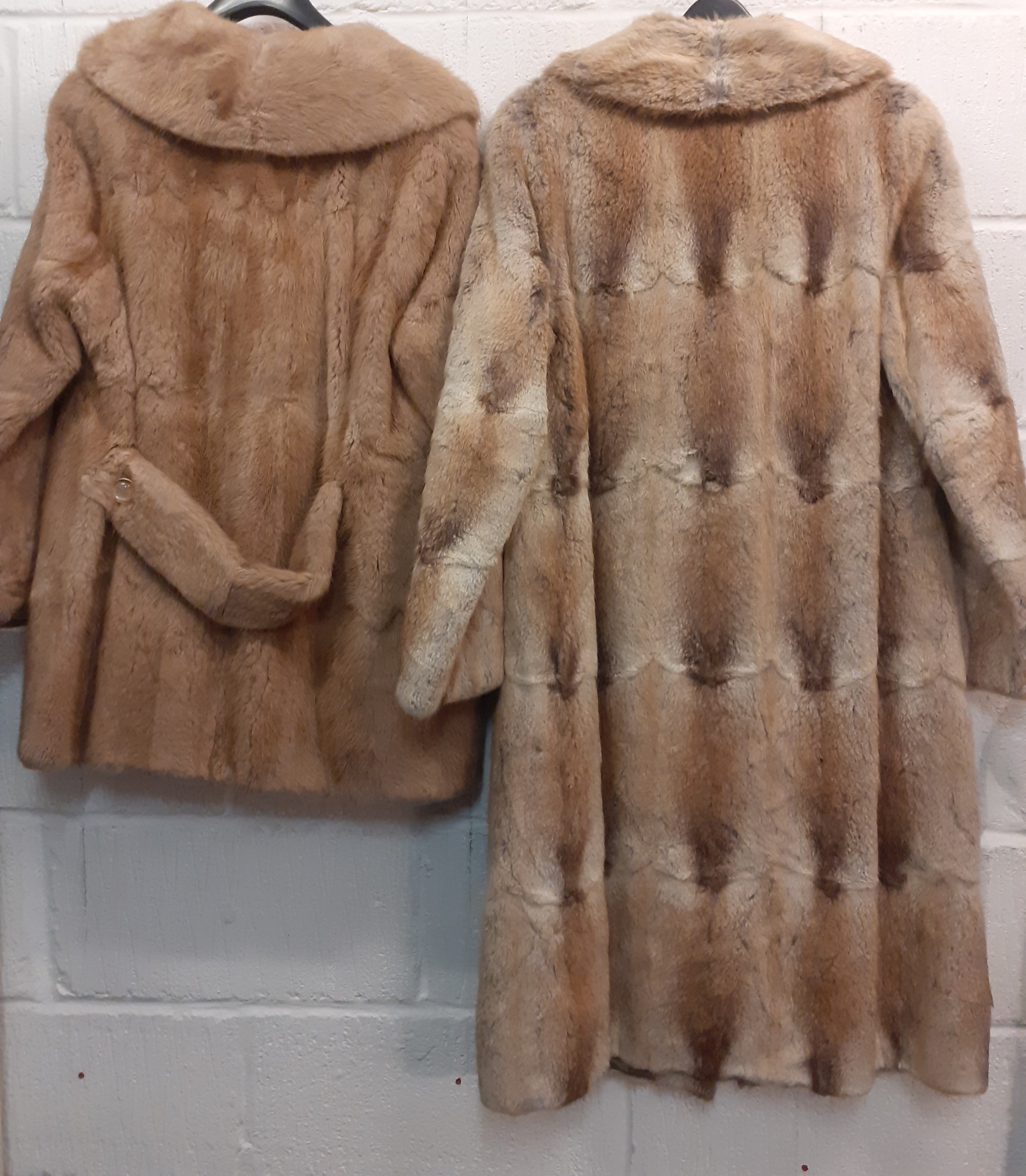 Two vintage blonde fur coats to include a muskrat coat, 40" chest x 43" long Location:Rail - Image 2 of 2