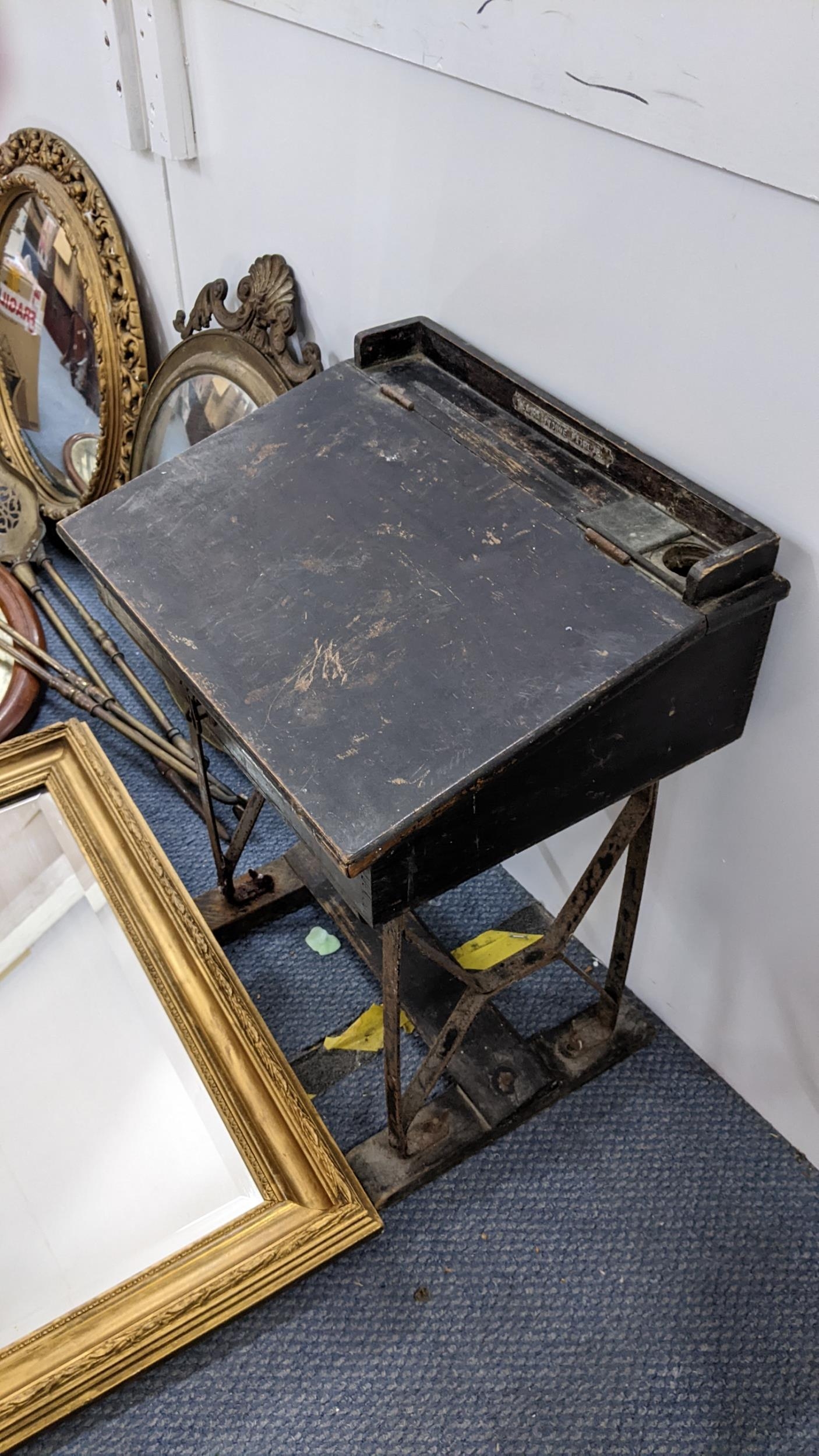 A mixed lot to include a Victorian child's desk, fireside implements and four mirrors to include - Image 5 of 5