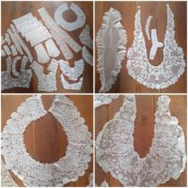 A quantity of vintage lace collars, sleeves, table mats and insertions to include a Honiton lace