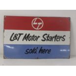 A late 20th century Landt motor starters enamel advertising sign 66cmW x 41.5cm H Location: RWB If