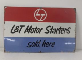 A late 20th century Landt motor starters enamel advertising sign 66cmW x 41.5cm H Location: RWB If