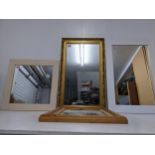 A group of our assorted contemporary wall mirrors to include a gilt framed mirror, a pine framed