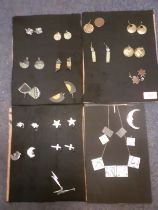A quantity of 1980's silver tone, silver and ceramic earrings reputedly from Camden Market, London