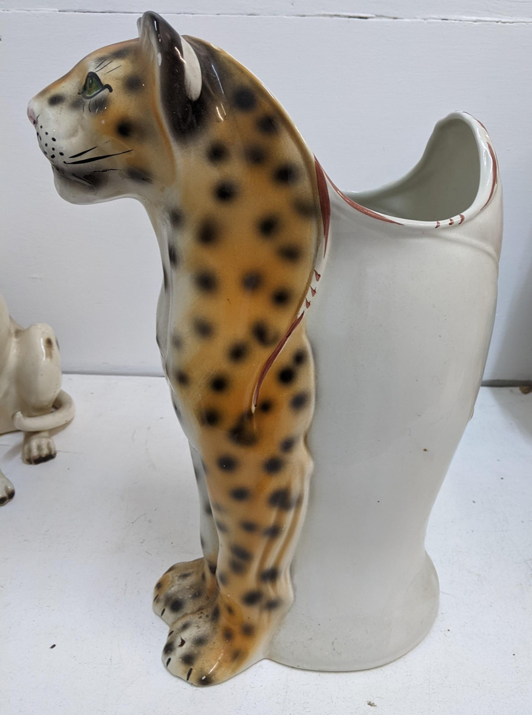 Mixed figurines to include a Dalmatian, Labrador, a vase shaped as a Leopard, a carved bottle holder - Image 2 of 6
