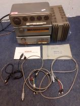 Quad-A vintage 303 amplifier, an FM tuner, a 22 control unit and a Quad 33 amplifier with various