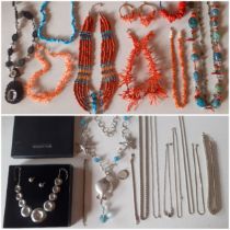 A quantity of red coral and turquoise jewellery to include a Rodrigo Otazu example together with a