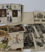 A collection of mostly unframed engravings together with a sketch/scrap book album and others
